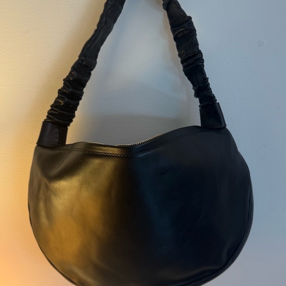 Amerai Black Leather Hobo Bag